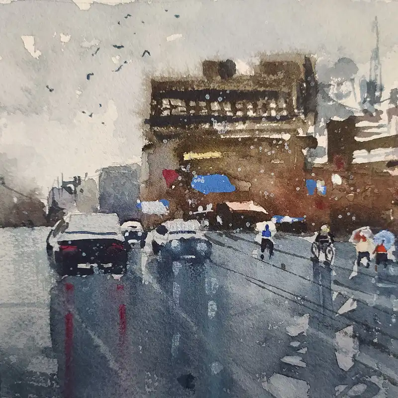 نقاشی آبرنگ طرح خیابان کد 138