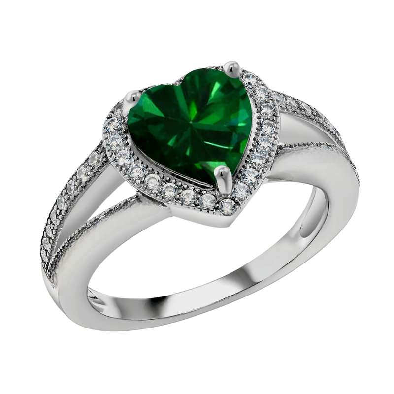 انگشتر زنانه مدل تک نگین زمردی طرح الماس کد Art52