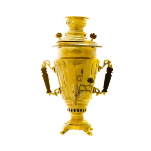 سماور ذغالی برنجی مدل سوزنی ترک دار کد 4325