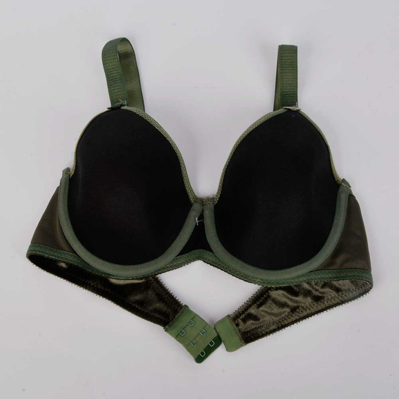 سوتین زنانه تیدامی 724 مدل 340018431 مخمل فنردار رنگ زیتونی