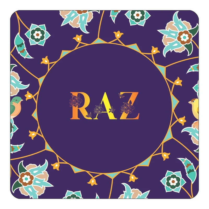 مگنت کاکتی طرح اسم راز raz مدل گل و بلبل کد mg17099