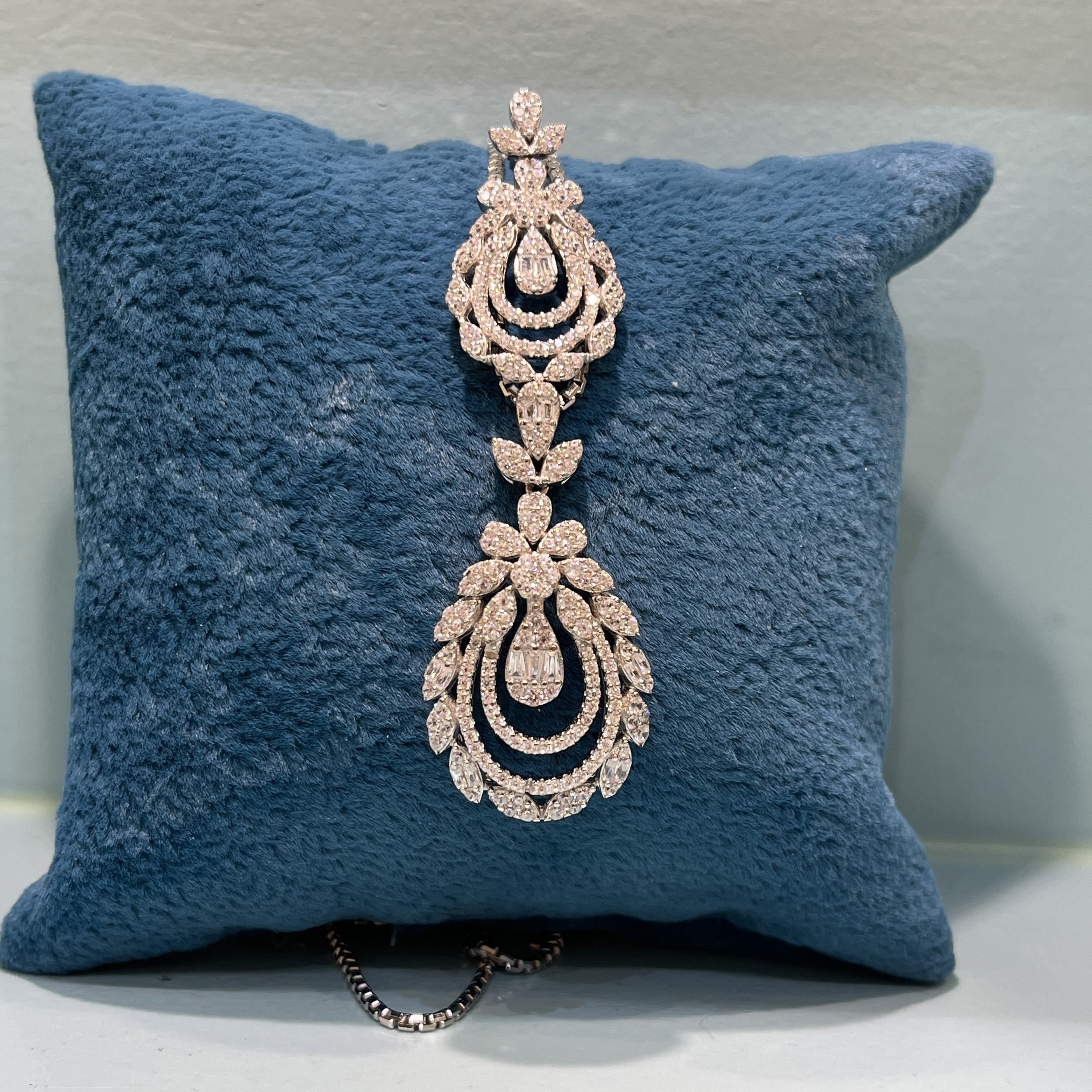 نیم ست نقره زنانه مدل جواهری اتریشی با روکش رادیوم