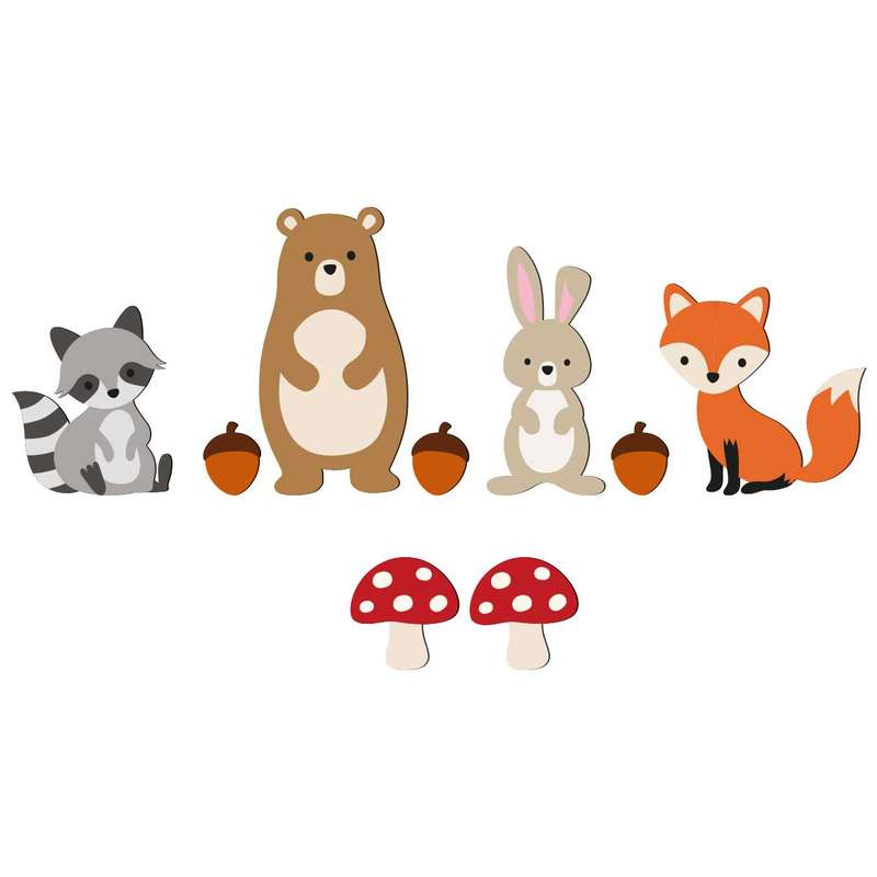 استیکر چوبی کودک باروچین مدل حیوانات پاییز کد 6032 مجموعه 9 عددی