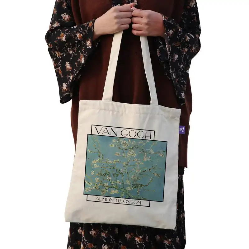 ساک خرید ترمه طراحان ایده مدل شکوفه بادام از ونگوگ کد 0039 - L