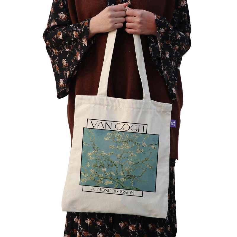 ساک خرید ترمه طراحان ایده مدل شکوفه بادام از ونگوگ کد 0039 - L