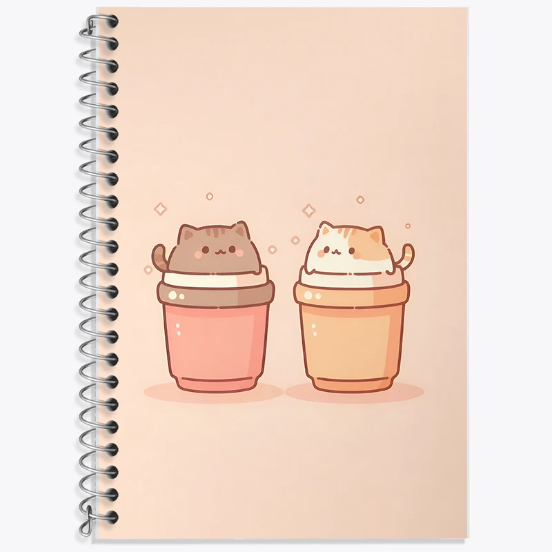 دفتر زبان 50 برگ خندالو مدل دو خط طرح گربه های بامزه کد F5549