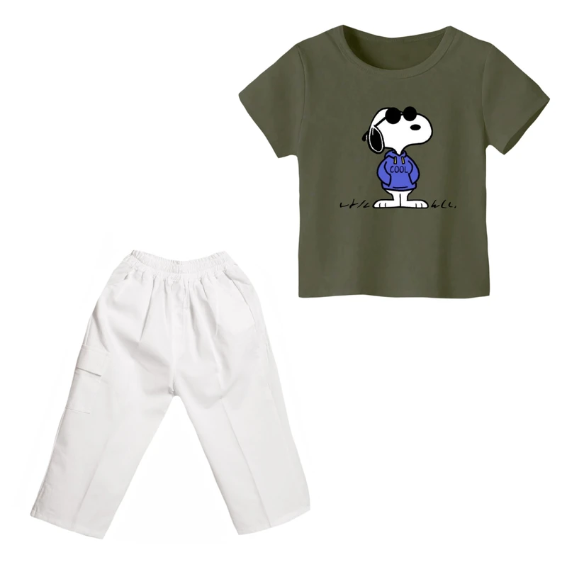 ست تی شرت و شلوارک پسرانه مدل اسنوپی کد ۶۹