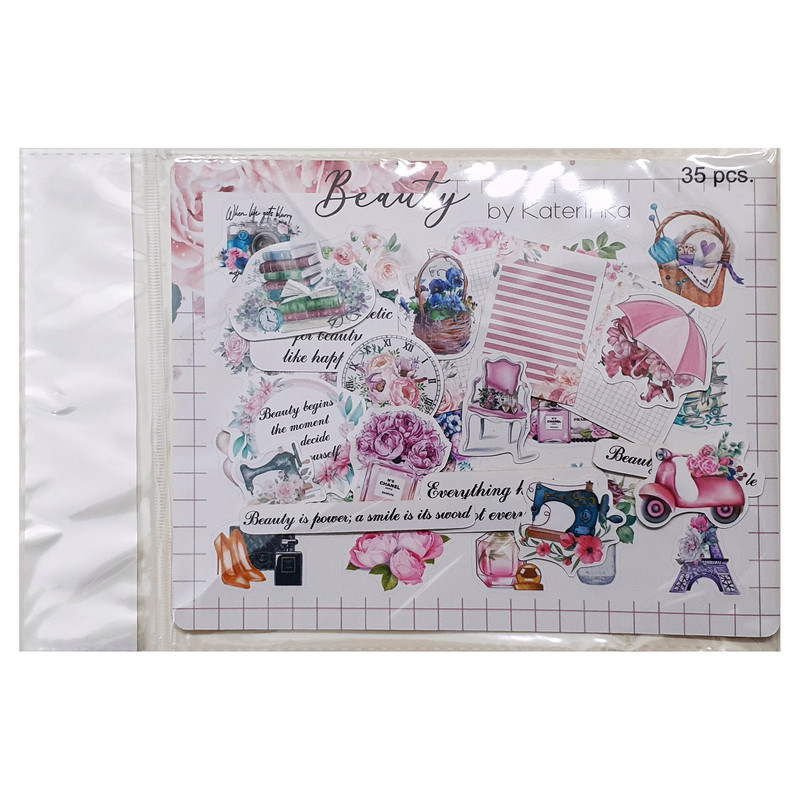 برچسب کاترینکا طرح برش خورده بولت ژورنال و اسکرپ بوک مدل Beauty بسته 35 عددی