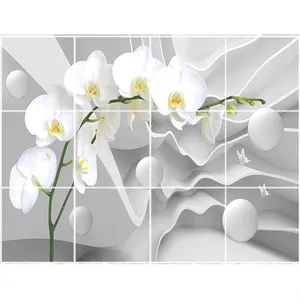 تایل سقفی طرح  گل و دایره کد 3D1697-12 سایز 60x60 سانتی متر مجموعه 12عددی