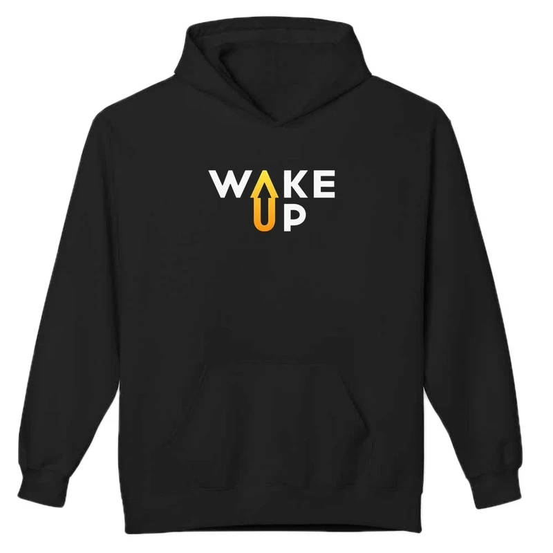 هودی مردانه پاد آفرین مدل اسپرت متن دار WAKE UP کد 0395