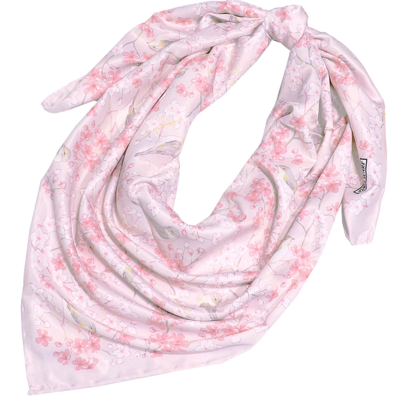 روسری زنانه مدل ابریشم طرح شکوفه بهاری کد ab545