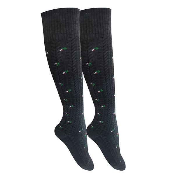 جوراب ساق بلند زنانه تن پوش هنگامه مدل زیر زانو گندمی گل برجسته کد Z11