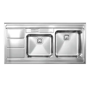 سینک ظرفشویی استیل روکار دو لگنه پلی استیل مدل 161