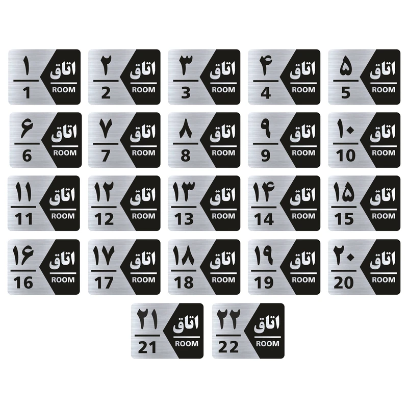 تابلو راهنما طرح شماره اتاق مدل GNS422 مجموعه 22 عددی