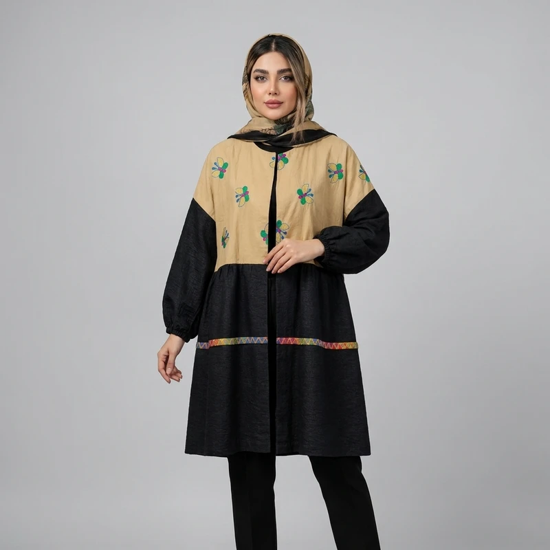 مانتو زنانه مدل کرپ پارچه هندی گلدوزی 