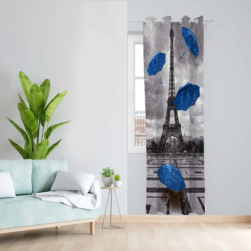 پرده طرح ایفل مدل مخمل پانچی کد 1718a z سایز 140x200 سانتی متر