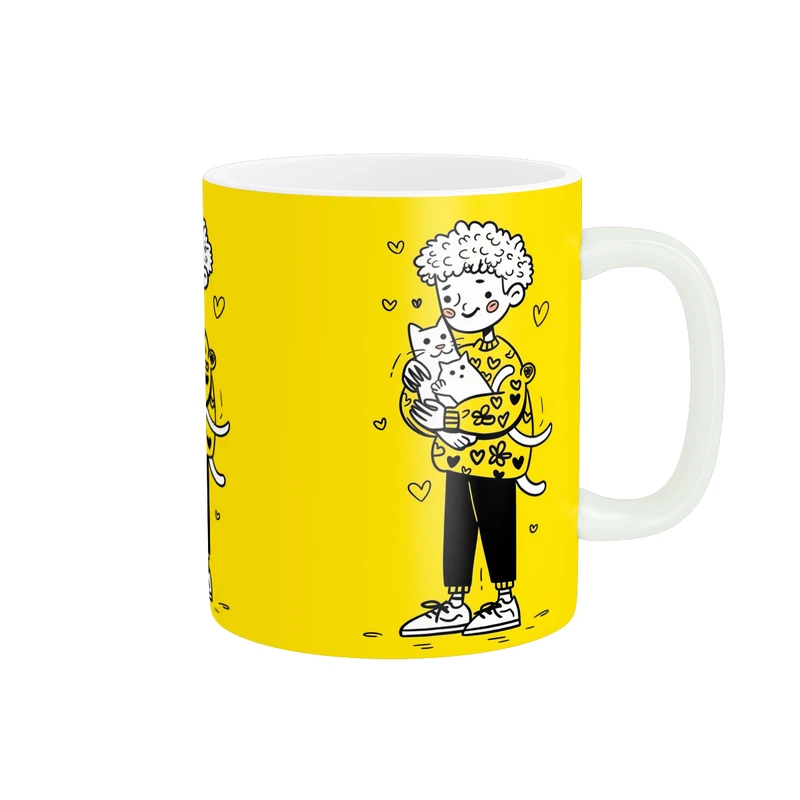 ماگ پاد آفرین مدل پسرانه طرح گربه کد PM5332