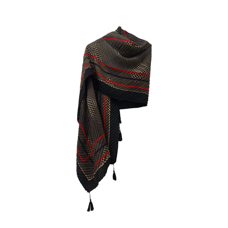 شال زنانه مدل پیچازی منگوله دار