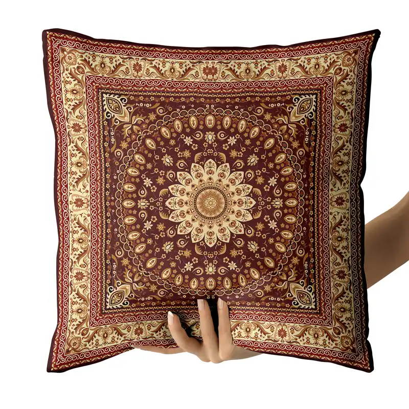 کاور کوسن مدل قالی دورو طرح دار کد 140048