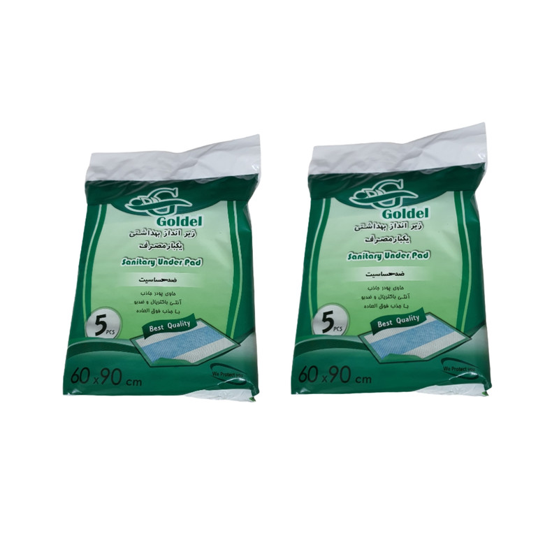 زیرانداز بهداشتی یکبار مصرف گولدل مدل g6 مجموعه 2 عددی