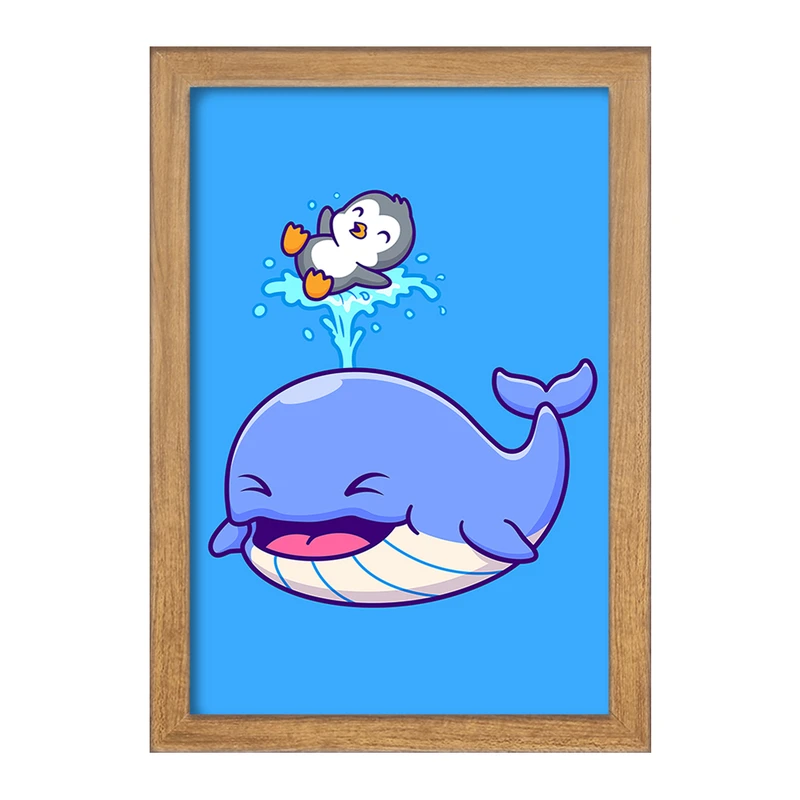 تابلو خندالو مدل حیوانات بامزه نهنگ و پنگوئن کد 25424