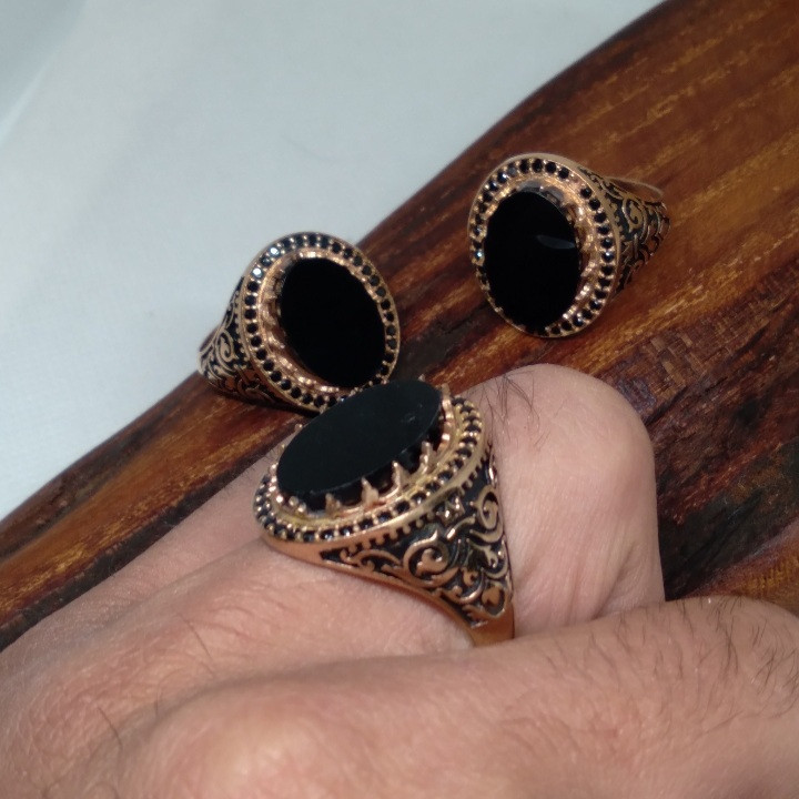 انگشتر مردانه مدل گلدطرح بلک استار