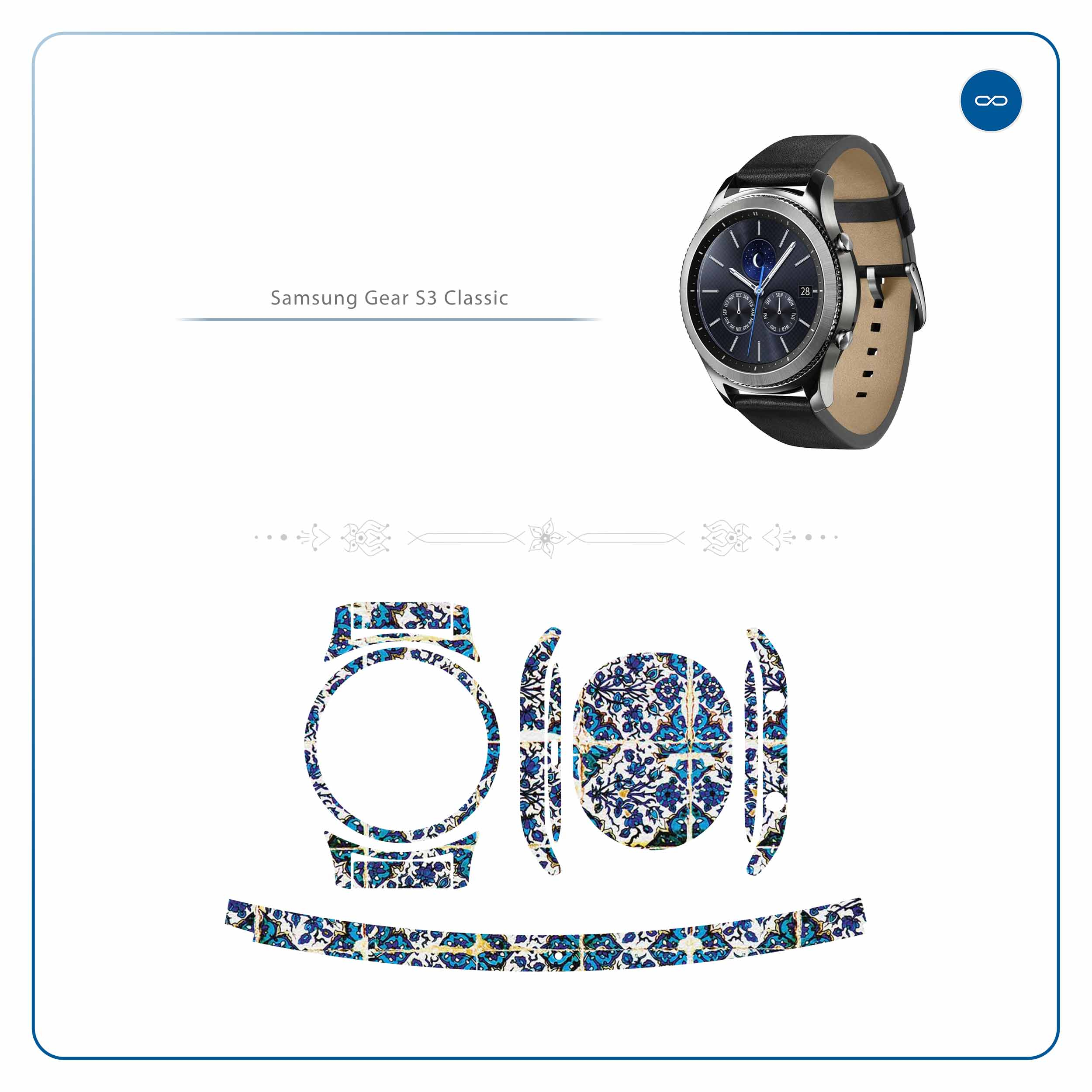 برچسب ماهوت طرح Iran-Tile1 مناسب برای ساعت هوشمند سامسونگ Galaxy Gear S3 Classic