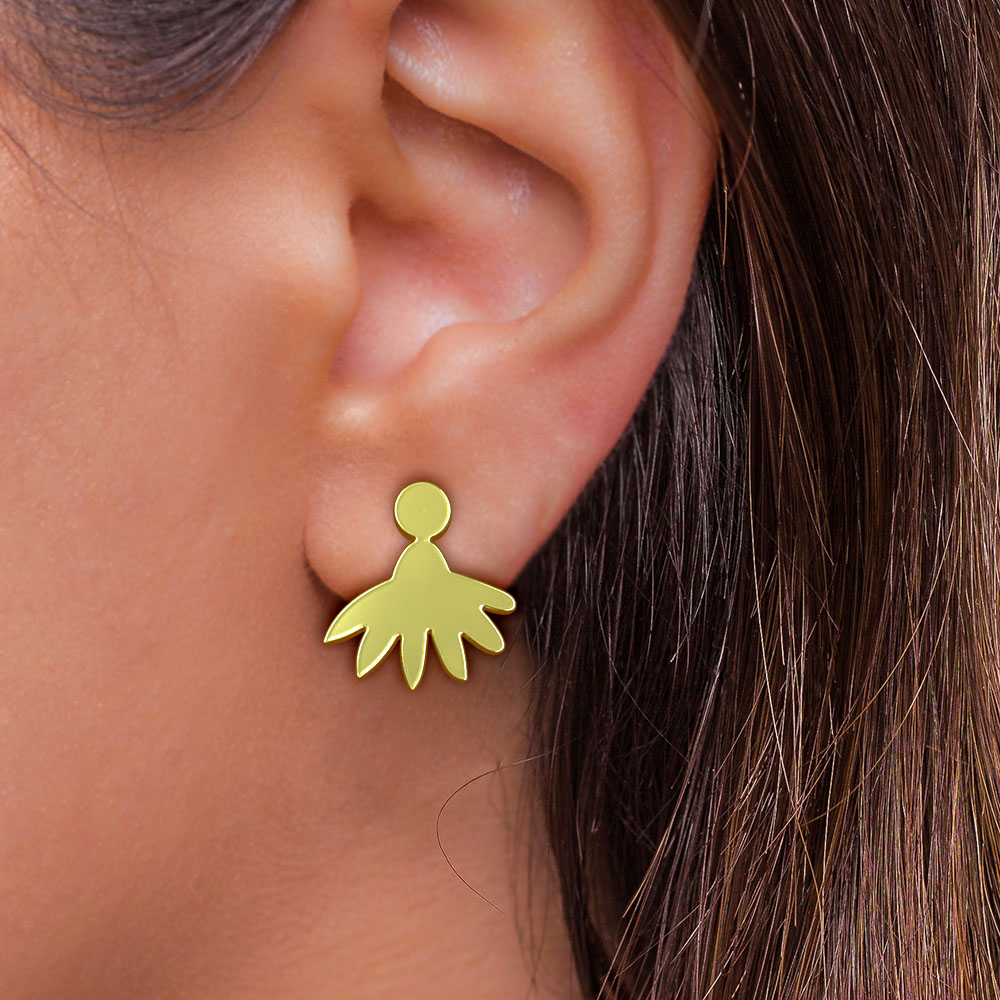 گوشواره طلا 18 عیار زنانه مدوپد مدل برگ کد GA1-10515