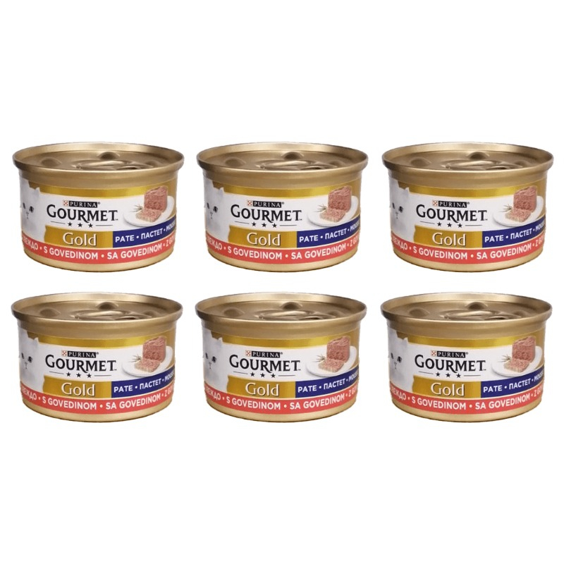 کنسرو غذای گربه بالغ گورمت مدل Gourmet Gold Beef با طعم گوشت گاو بسته 6 عددی
