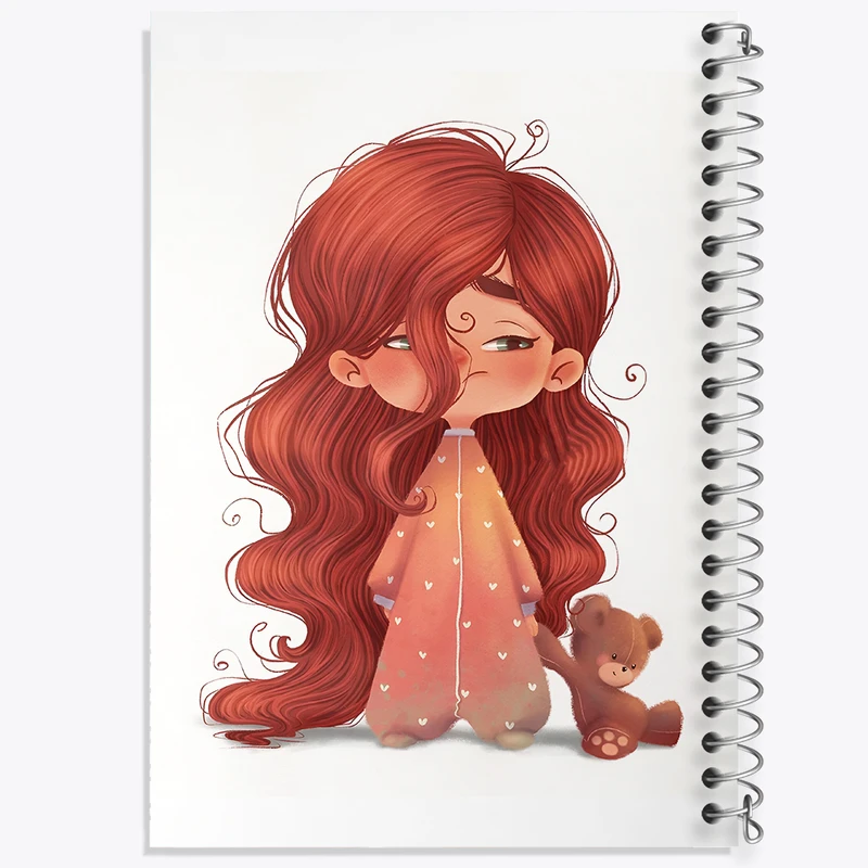 دفتر شطرنجی 50 برگ خندالو طرح دختر خسته کد F7658