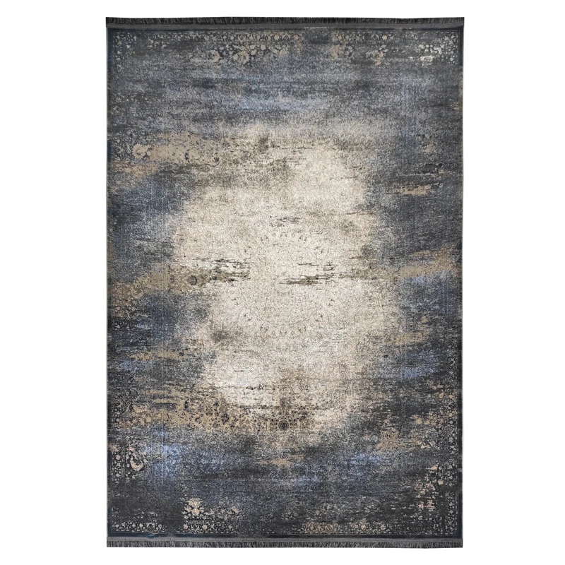 فرش ماشینی 1200 شانه فرش بهشتی زمینه سرمه‌ای حاشیه سرمه ای مدل 6112