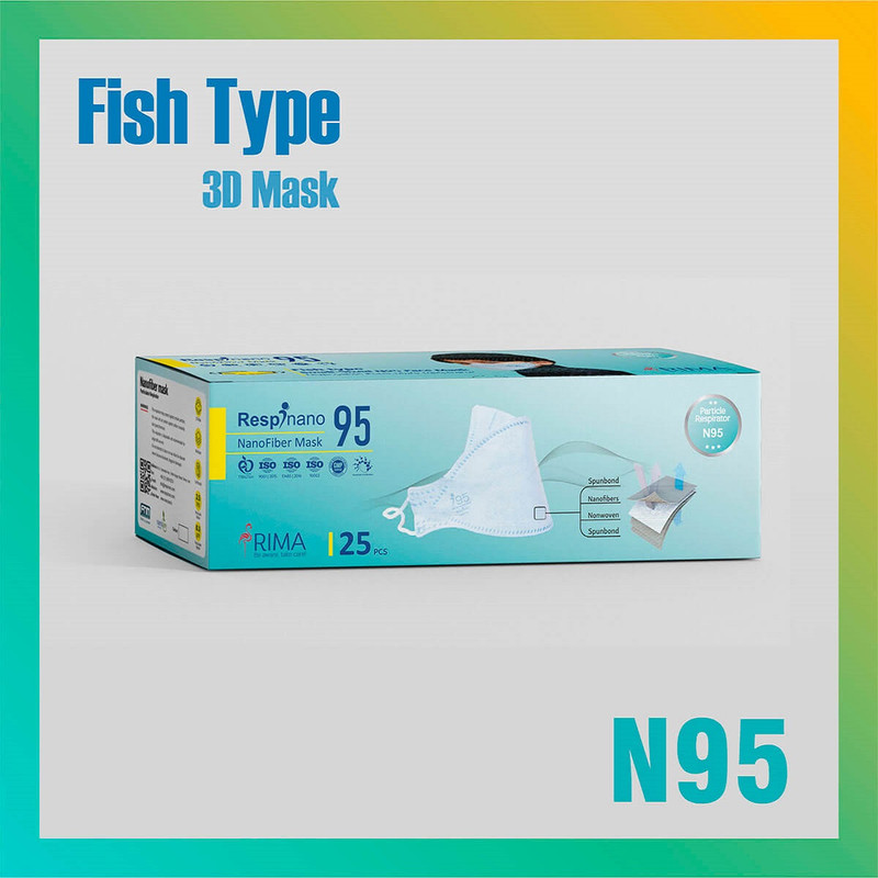 ماسک تنفسی ریما مدل سه بعدی نوجوان N95 نانو کد classic_MF95 بسته 25 عددی