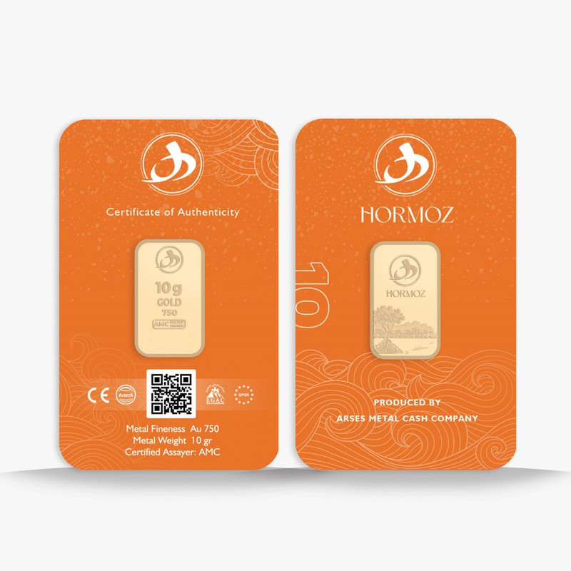 شمش طلا 18 عیار آرسس مدل هرمز 10g