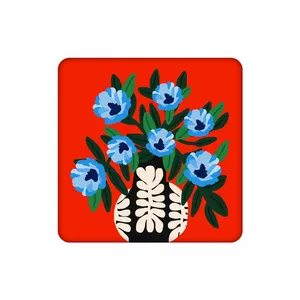 زیرلیوانی طرح گلدان آبی با زمینه قرمز کد 4585587