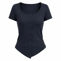 کراپ بلوز آستین کوتاه یقه گرد زنانه مدل F003