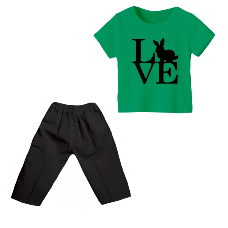 ست تی شرت و شلوارک دخترانه مدل خرگوش کد ۵