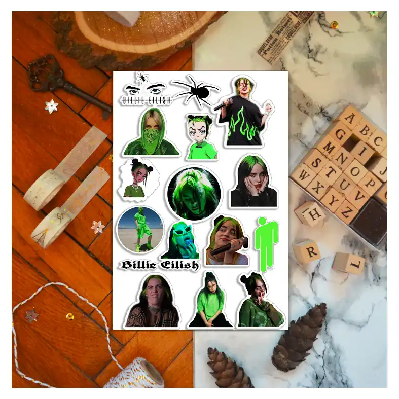 استیکر لپ تاپ کی پاپ طرح بیلی ایلیش کد a105 مجموعه 16 عددی