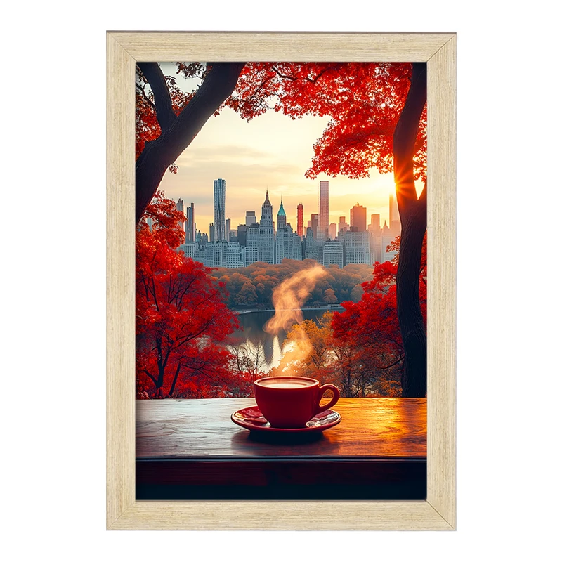 تابلو خندالو مدل فنجان قهوه و شهر کد F7365