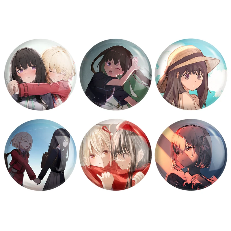 مگنت خندالو طرح انیمه لیکوریس ریکویل Lycoris Recoil کد 1420B مجموعه 6 عددی