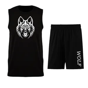 ست تاپ و شلوارک مردانه مدل WOLF کد D02 رنگ مشکی