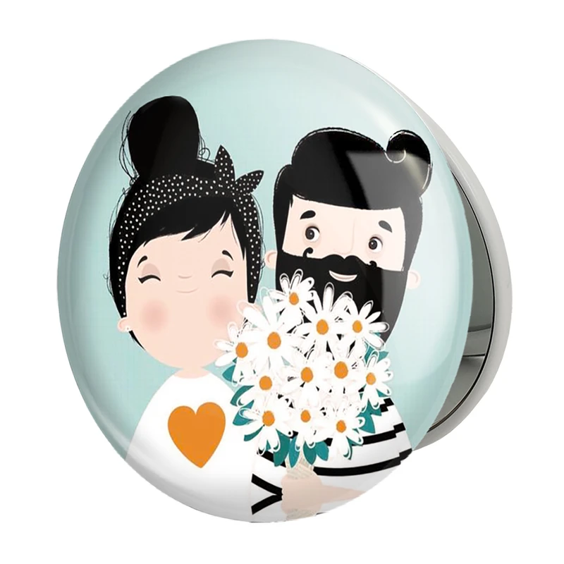 آینه جیبی خندالو طرح عاشقانه مدل تاشو کد 1874 