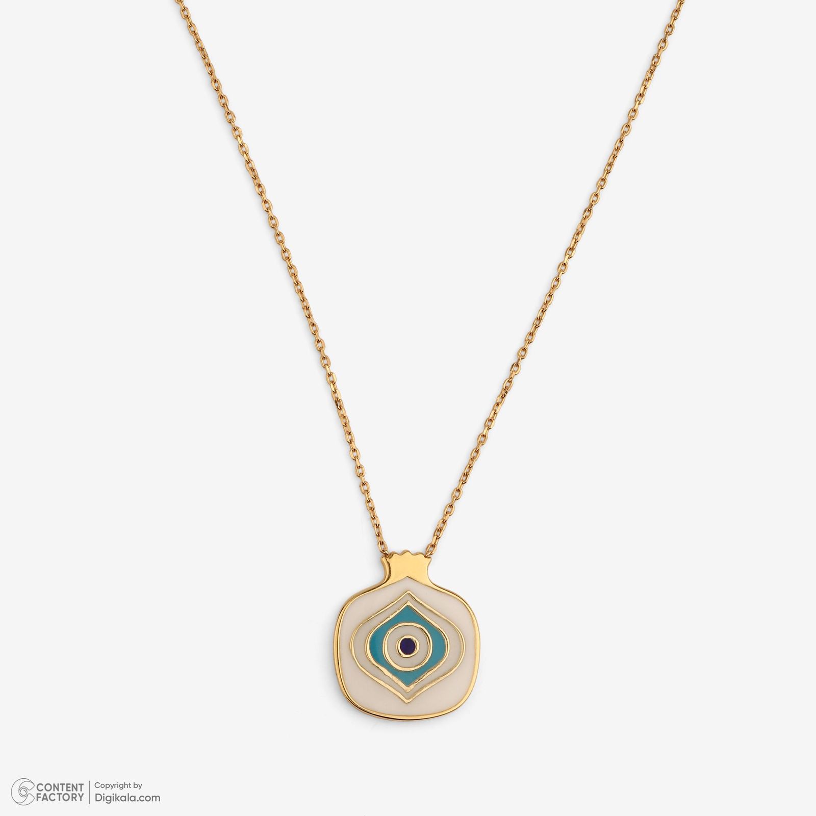 گردنبند طلا 18 عیار زنانه با زنجیر حلقه‌ای (فلامینگو) وی گالری مدل انار و چشم مینا کد NA7308 -  - 6