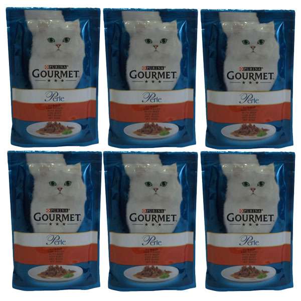 پوچ گربه گورمت مدل گوشت گاو وزن 85 گرم بسته 6 عددی 