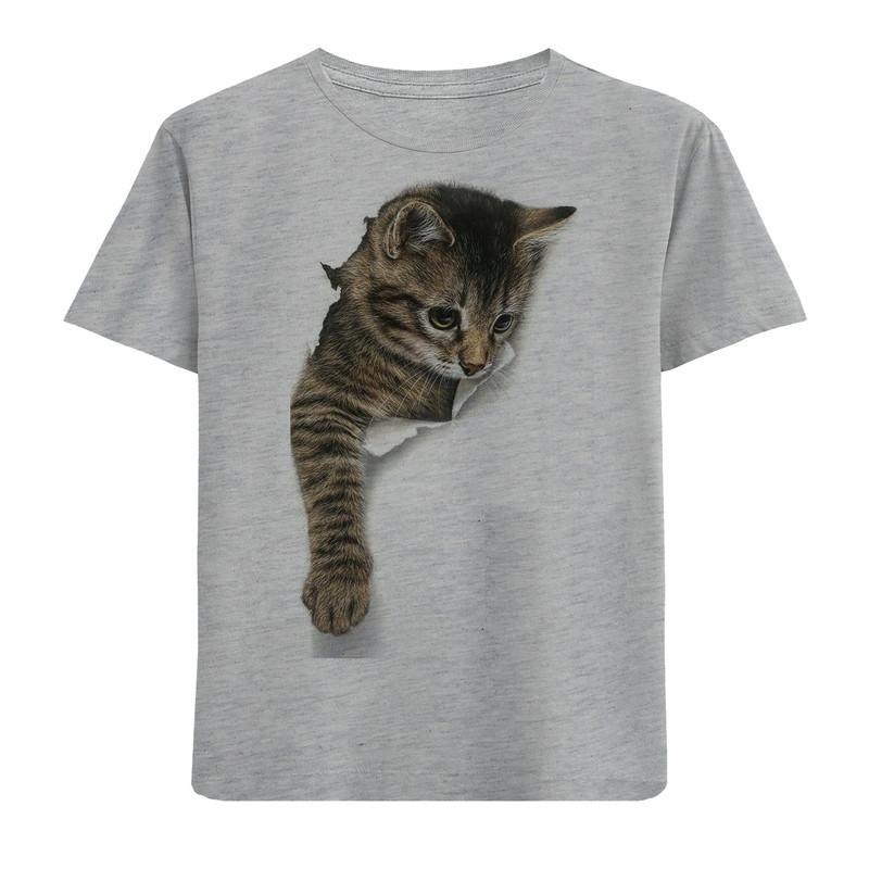 تی شرت آستین کوتاه پسرانه مدل گربه N182