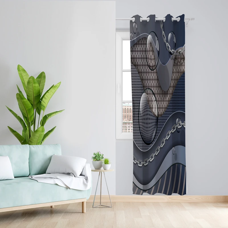 پرده طرح زنجیر مدل مخمل پانچی کد 2584 z سایز 140x200 سانتی متر