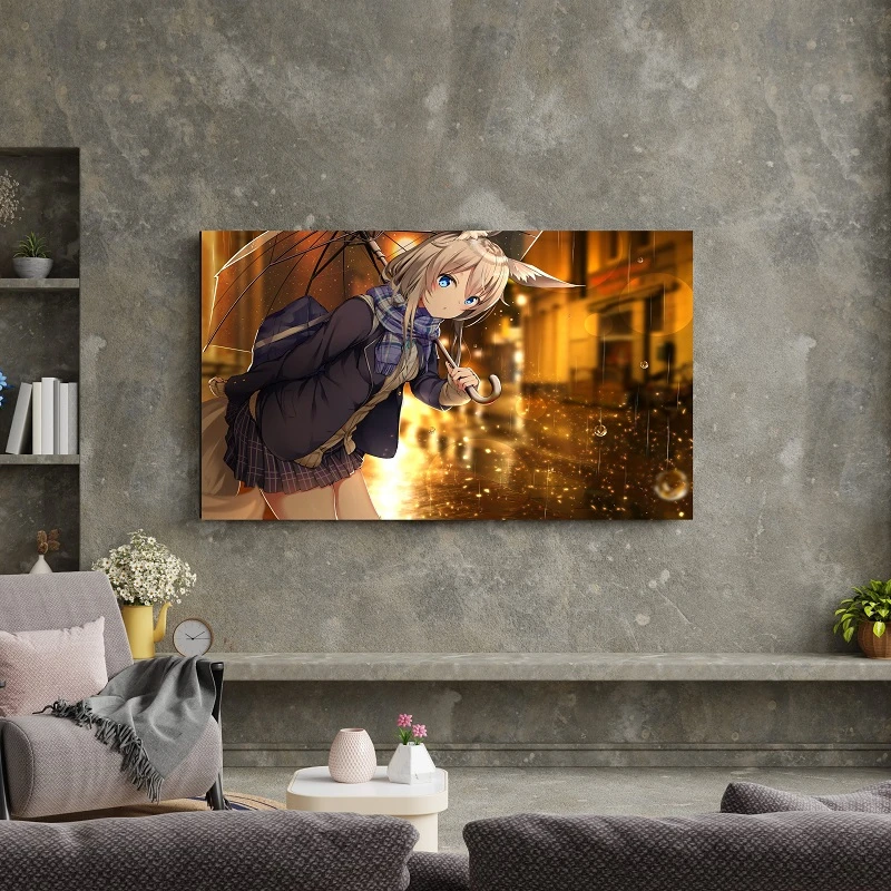 تابلو شاسی مدل anime-girl-umbrella-rain