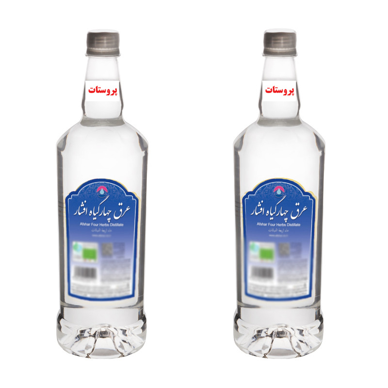 عرق چهارگیاه پروستات افشار - 1 لیتر بسته 2 عددی