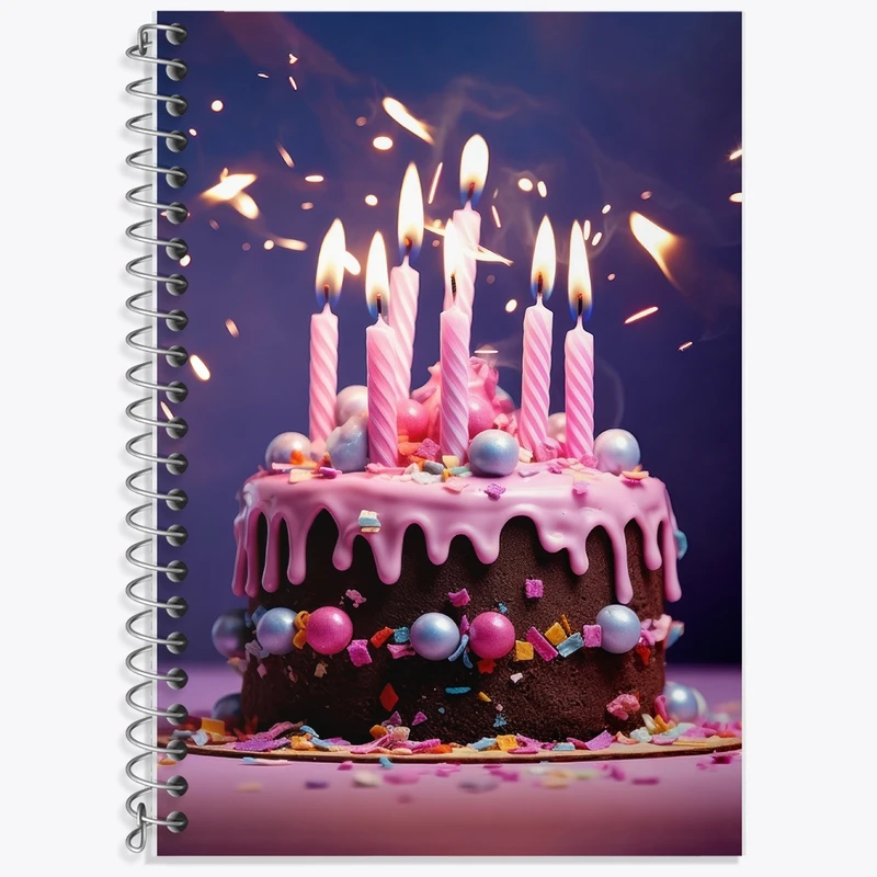 دفتر زبان 50 برگ خندالو مدل سه خط طرح تولدت مبارک کد F2580