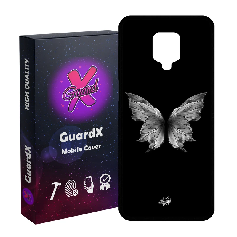 کاور گارد ایکس طرح پروانه مدل Glass10697 مناسب برای گوشی موبایل شیائومی Redmi Note9 Pro/Note 9 Pro Max/Redmi Note 9S/MI Poco M2 Pro
