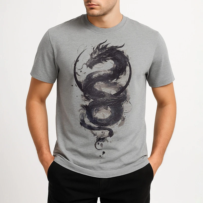 تی شرت آستین کوتاه مردانه مدل اژدها کد V244